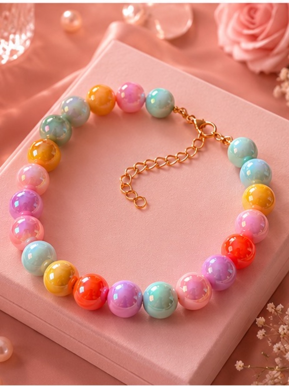 Pastel Multi-Color Beaded Necklace - Women Jewelry